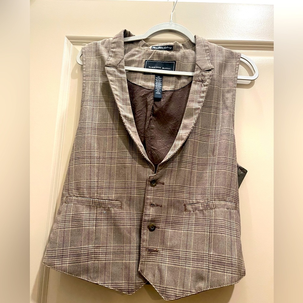 Men’s Hawking McGill Brown Button Up Plaid Vest
